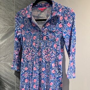 Lilly Pulitzer Floral Blue and Pink Dress